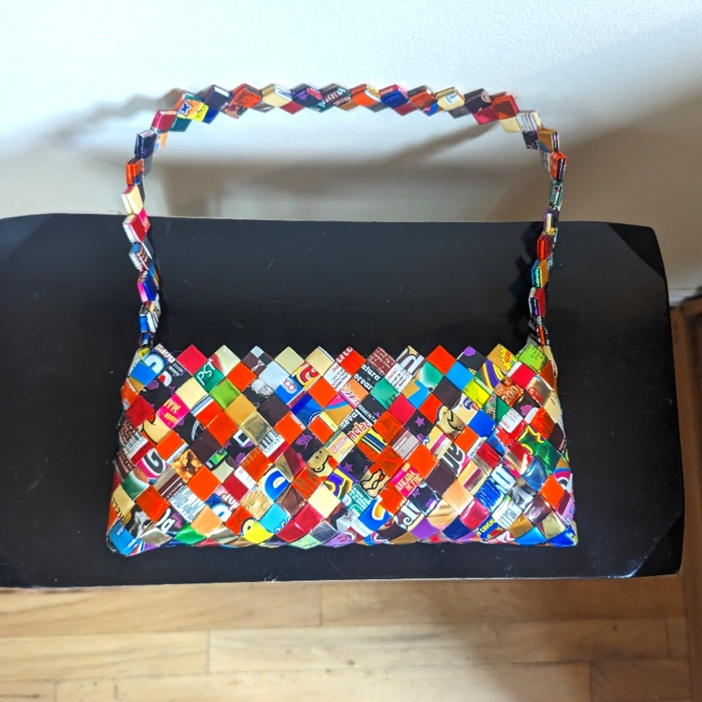 Rainbow Foil Handwoven Purse